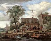 萨洛蒙 凡 雷斯达尔 : Tavern with May Tree